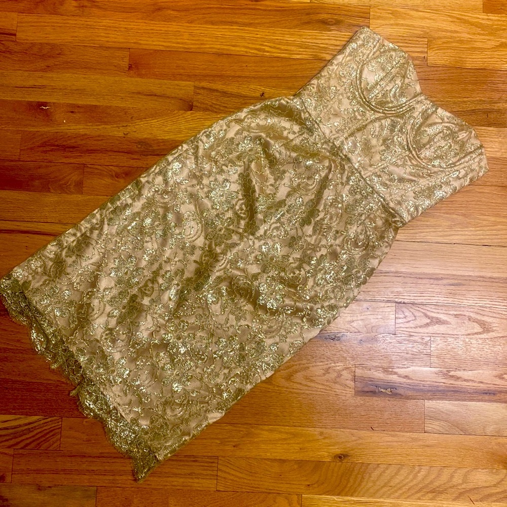 Milly of New York Gorgeous Elegant Cocktail Dress Gold Lace Vintage